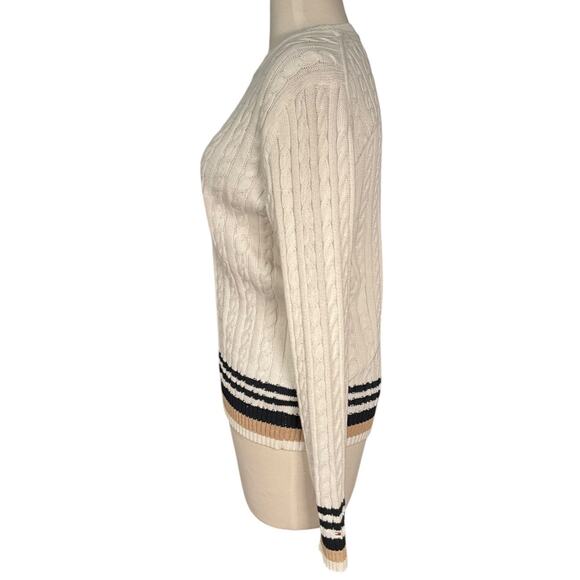 Tommy Hilfiger Small Cable Knit Sweater White Cotton Classic Preppy Old Money - Picture 4 of 11